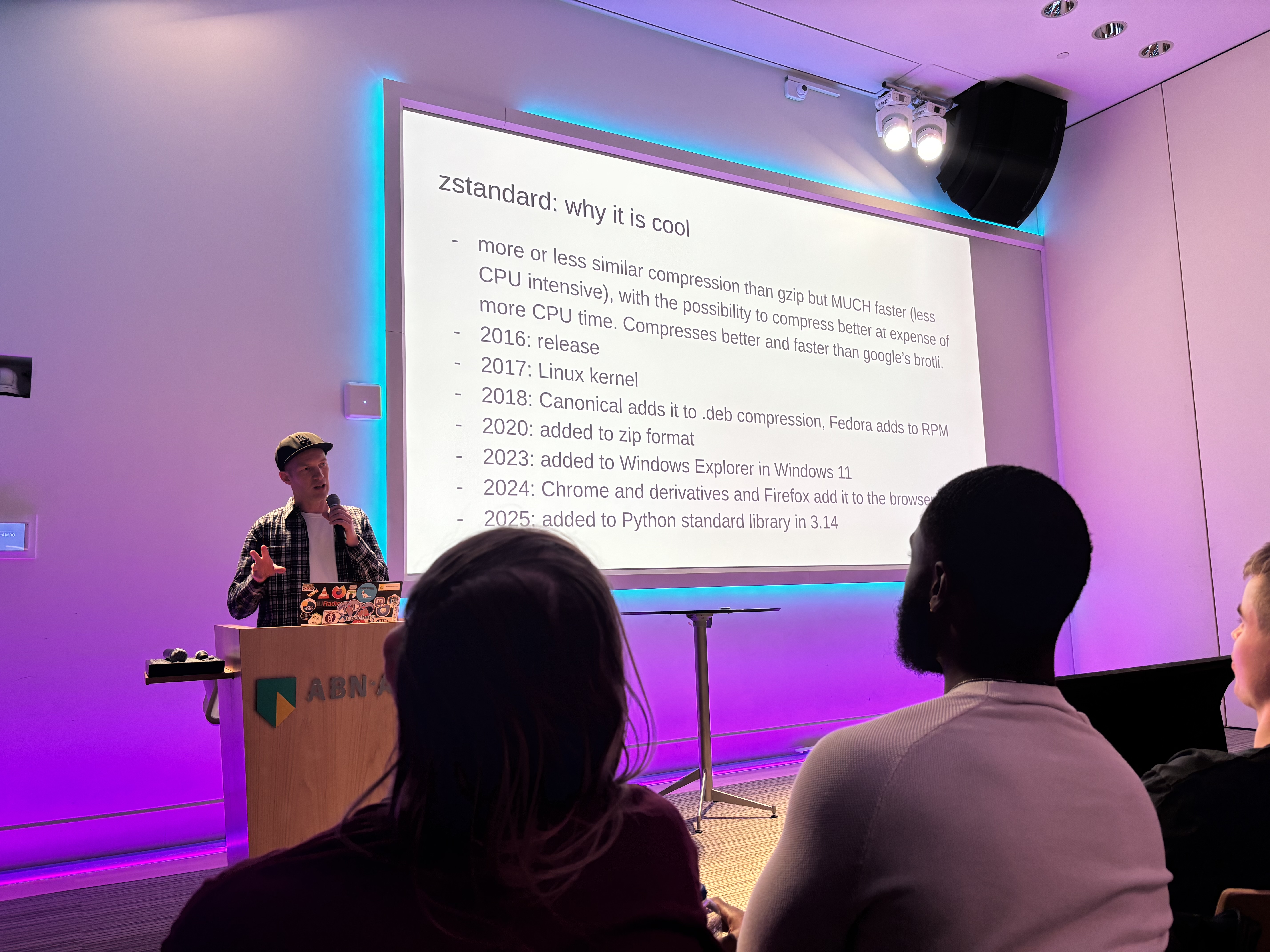 Me presenting at PyAmsterdam